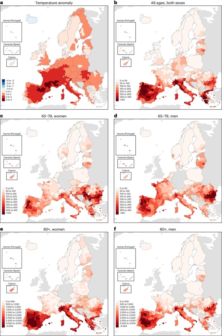 Maps showing European heat anomalies and mortality