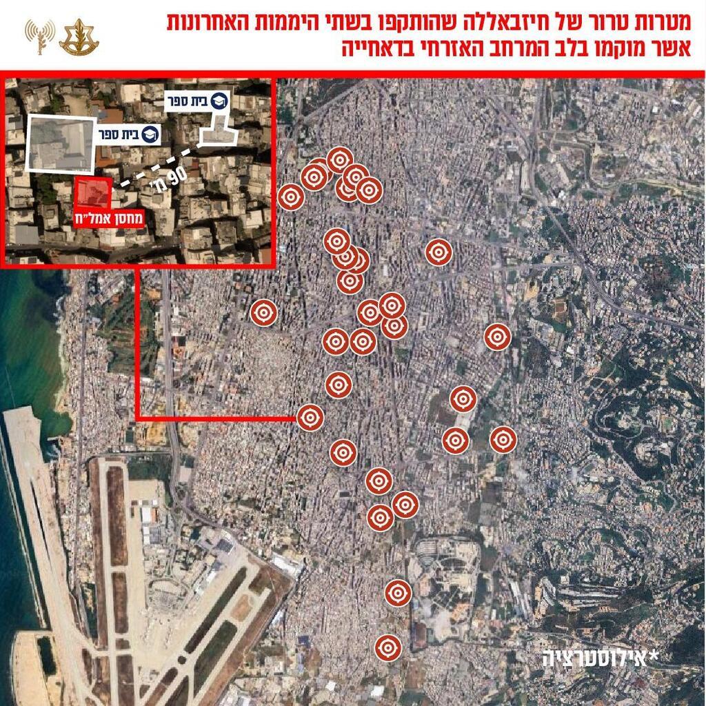 מטרות הטרור של חיזבאללה שהותקפו במרחב האזרחי בדאחייה