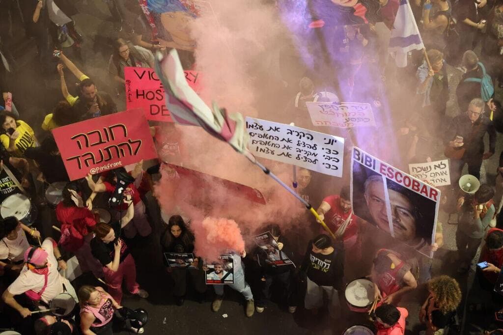 קפלן, הערב (צילום: מוטי קמחי) מחאת משפחות חטופים בקפלן