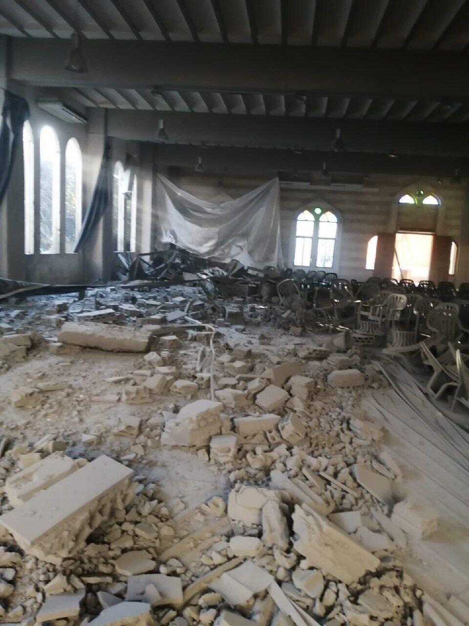 הנזק למטה המועצה השיעית האיסלאמית העליונה, בדאחייה נזקים באולם במטה המועצה השיעית האסלאמית העליונה