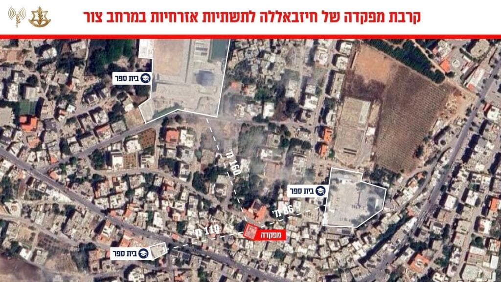 קרבתה של מפקדת חיזבאללה לתשתיות אזרחיות במרחב צור שבדרום לבנון