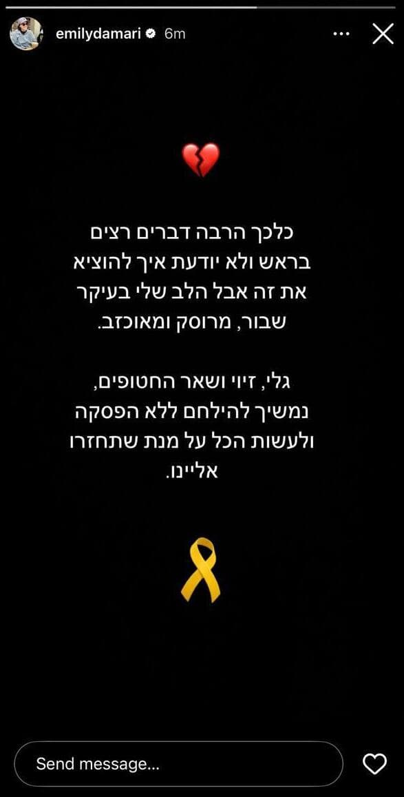 אמילי דמארי בסטורי באינסטגרם אמילי דמארי בסטורי באינסטגרם על החזרה ללחימה