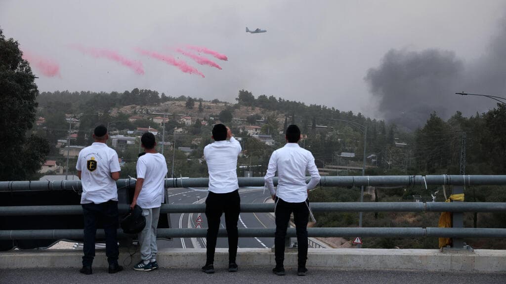 מאמצי הכיבוי באזור ירושלים (צילום: Amir Levy/Getty Images) ירושלים