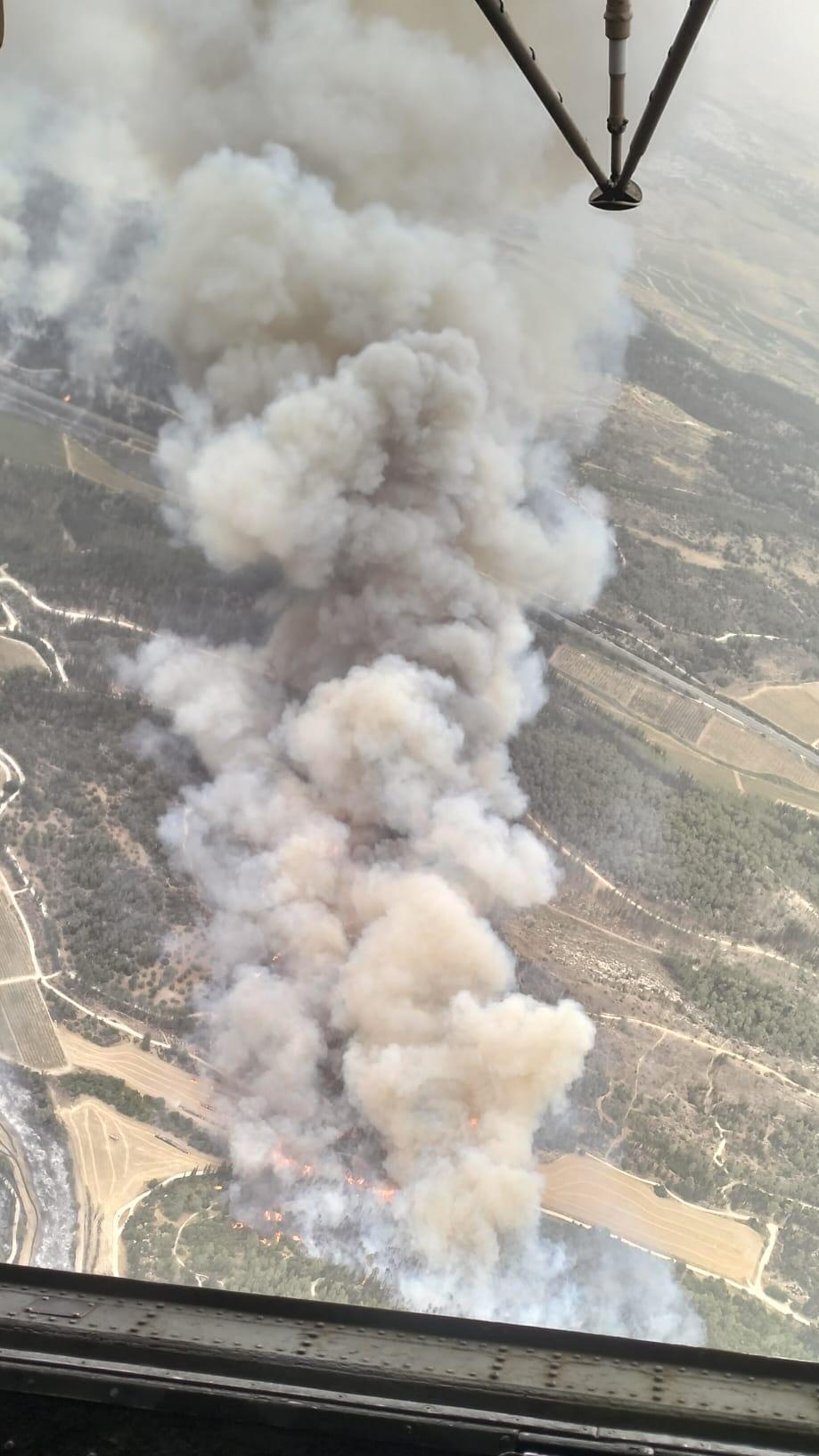 השריפות בהרי ירושלים (צילום: דובר צה"ל ) סיוע חיל האוויר בשריפות