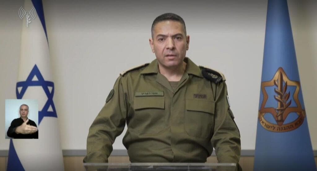 דובר צה"ל אפי דפרין בהצהרה לתקשורת