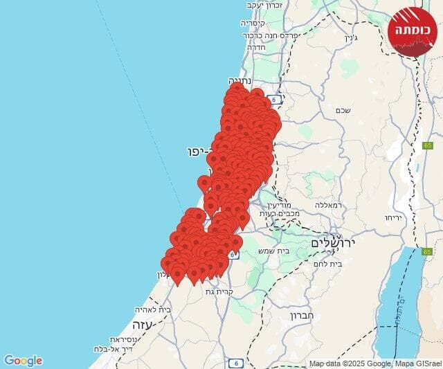 מפת אזעקות