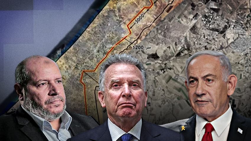 נתניהו, וויטקוף ואל-חיה (צילום: REUTERS/Nir Elias, REUTERS/Evelyn Hockstein, Omar AL-QATTAA / AFP, REUTERS/Ronen Zvulun) נתניהו, וויטקוף ואל-חיה