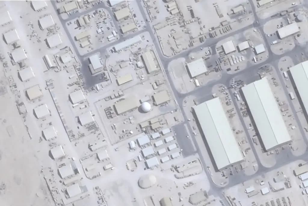 בסיס חיל האוויר אל-עודייד (צילום: Planet Labs PBC via AP) בסיס חיל האוויר אל-עודייד