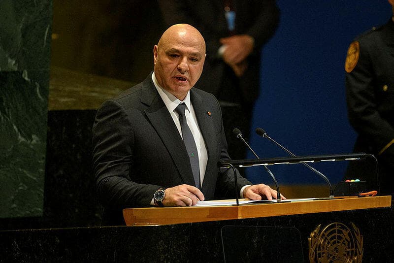 נשיא לבנון ג'וזף עאון (AFP) נשיא לבנון ג'וזף עאון נואם בעצרת הכללית של האו"ם