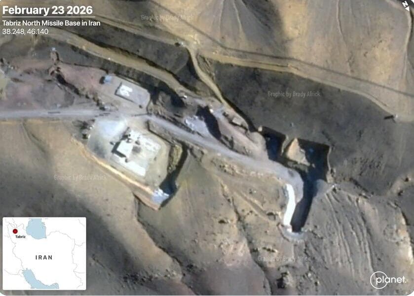צילום: מתוך X תמונות לוויין של חברת planet מבסיס הטילים בתבריז, איראן
