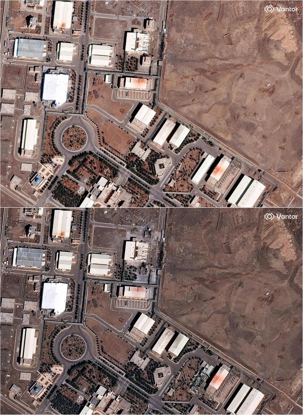 מתקן הגרעין בנתנז: למעלה - תצלום לוויין מה-1 במרץ, למטה - תצלום לוויין מ-2 במרץ, אתמול (צילום: Vantor/Handout via REUTERS) מתקן הגרעין בנתנז: למעלה - תצלום לוויין מה-1 במרץ, למטה - תצלום לוויין מ-2 במרץ, אתמול