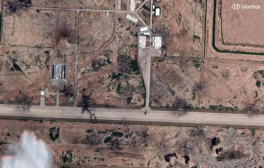 הנזק לבסיס הכטב"מים באהוואז (צילום: AFP/SATELLITE IMAGE ֳ‚ֲ©2026 VANTOR) בסיס כטב"מים באהוואז שבדרום-מערב איראן, שנפגע בתקיפות חיל האוויר