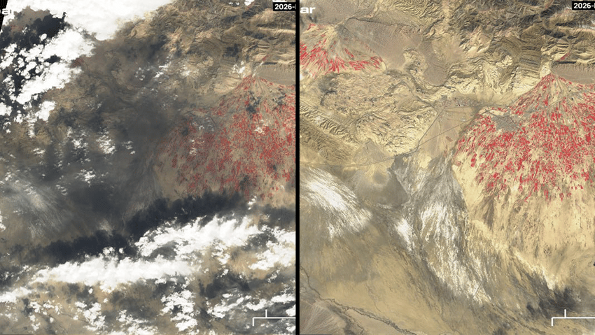תיעוד מהלוויין: ענן העשן שמכסה את טהרן אחרי תקיפת מאגרי הנפט