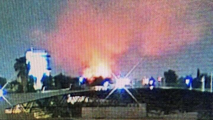 שריפה באיזור שוהם בעקבות נפילת רסיס