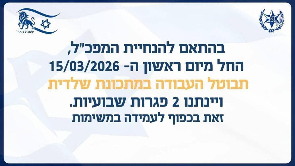 הנחיית המפכ"ל - חזרה לעבודה בשגרה
