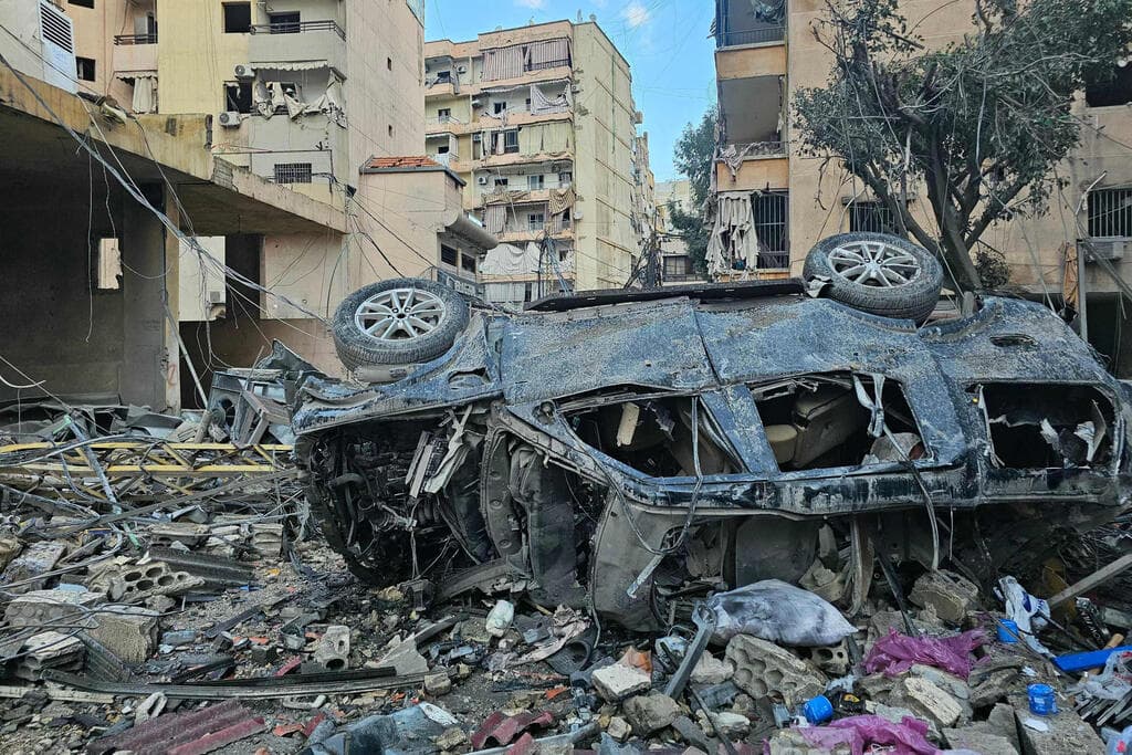 צילום: AFP נזקי התקיפות בביירות