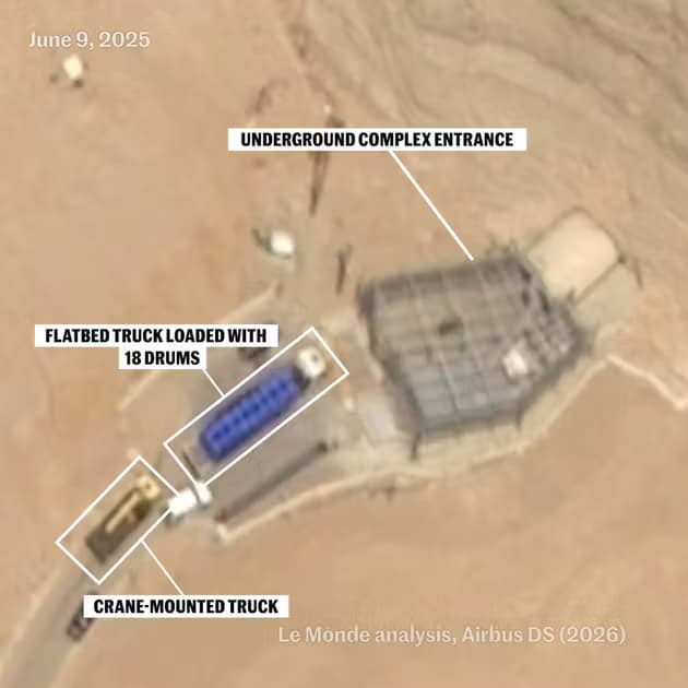 שיירה נושאת מלאי מסתורי בכניסה למתקן באיספהאן