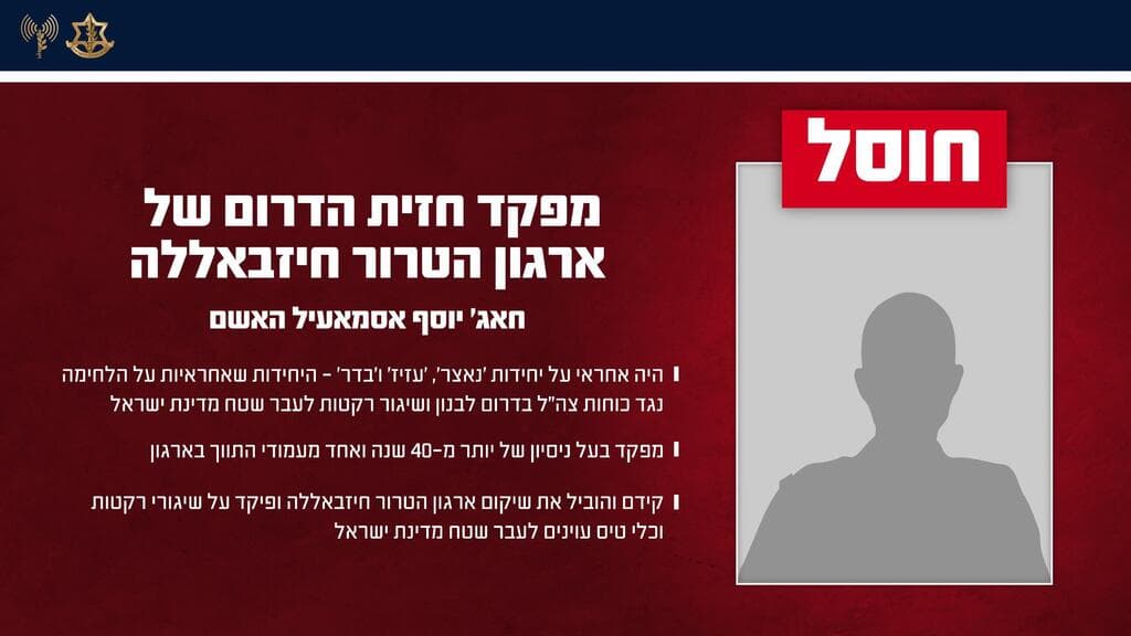 צילום: דובר צה"ל תעודת הזהות של מפקד 'חזית הדרום'