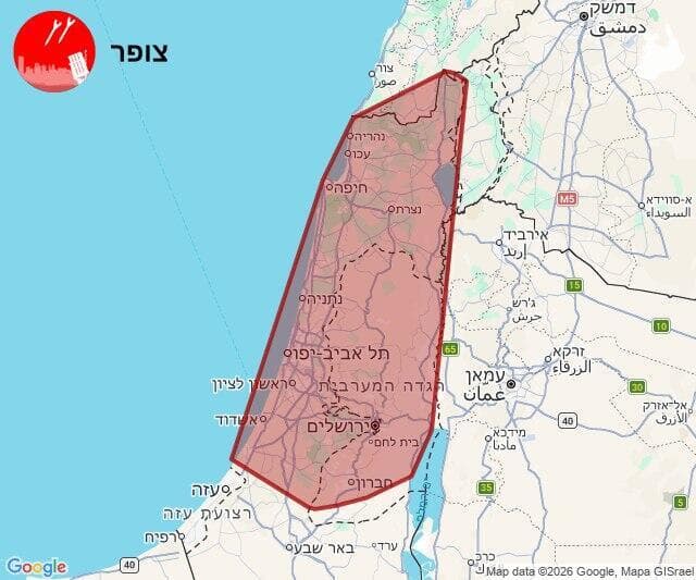  מפת אזורי האזעקות