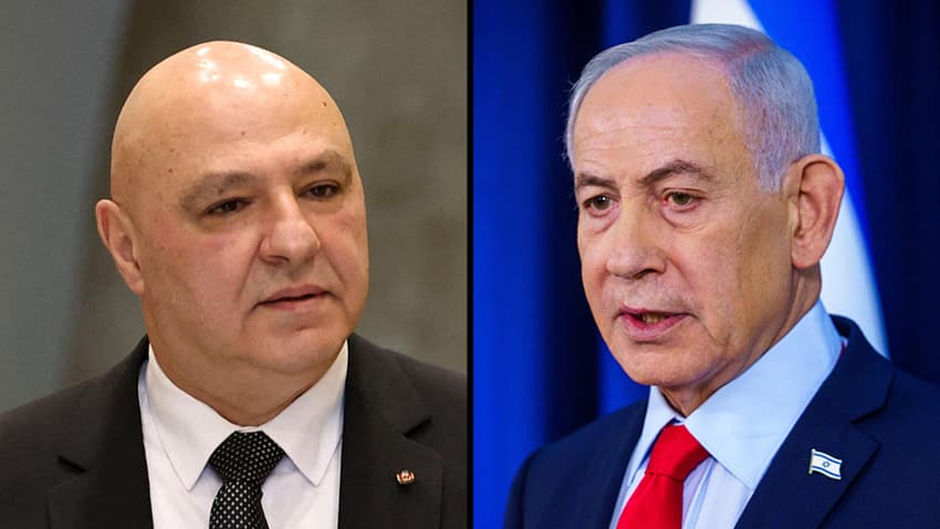 נתניהו ועאון (צילום: שלו שלום, ANWAR AMRO / AFP) בנימין נתניהו ג'וזף עאון