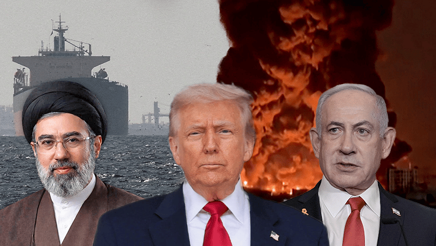 צילום: AFP - SOURCE: UGC / UNKNOWN, REUTERS/Jessica Koscielniak/Stringer, Oliver CONTRERAS/AFP ביבי נתניהו מוג'תבא חמינאי טהרן דונלד טראמפ