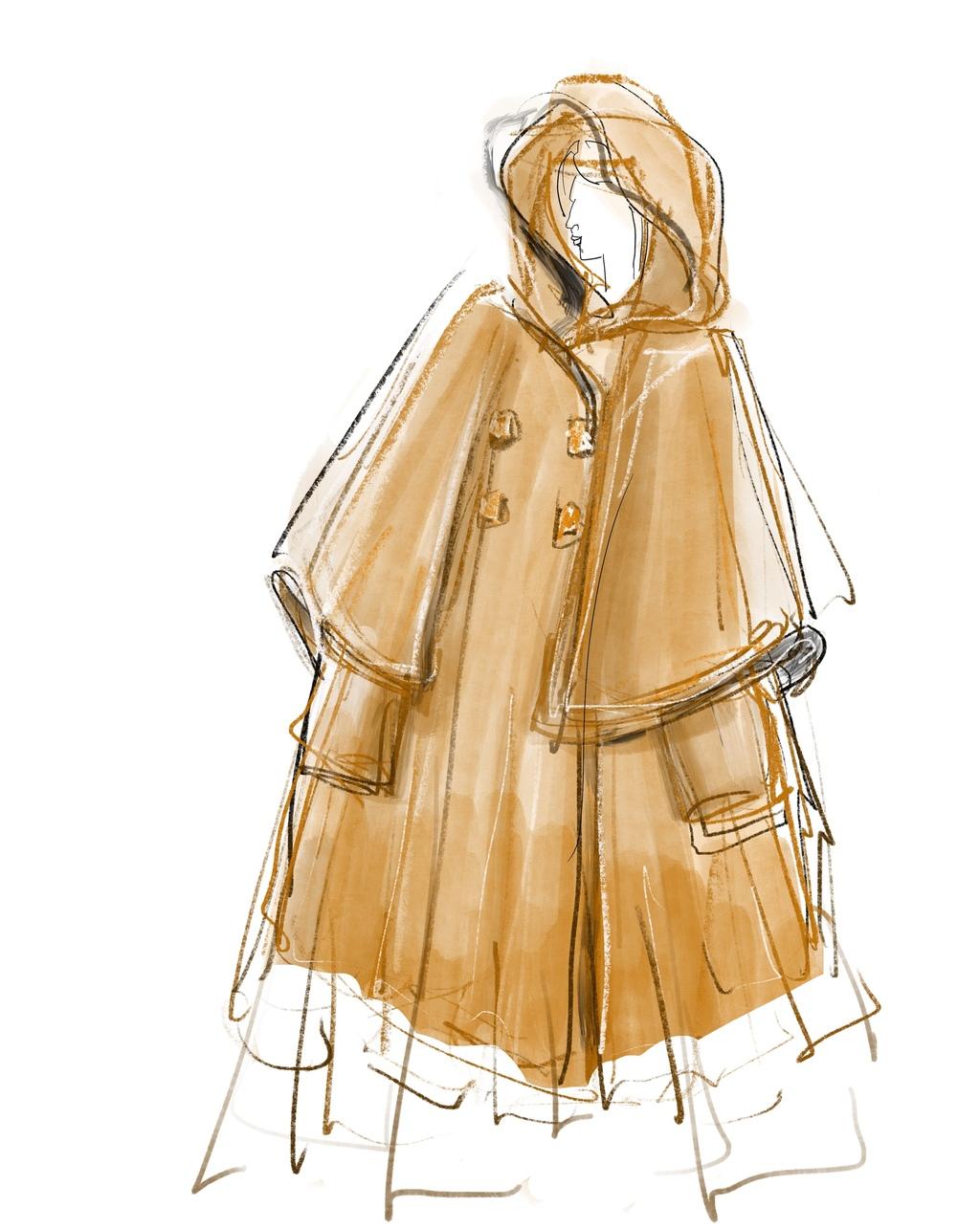 "זו נקודת פתיחה לידע נוסף באופנה". משכית בשנות ה-50 (איור: אילנית שמיע) עיצוב של משכית באופנה בישראל על ציר הזמן