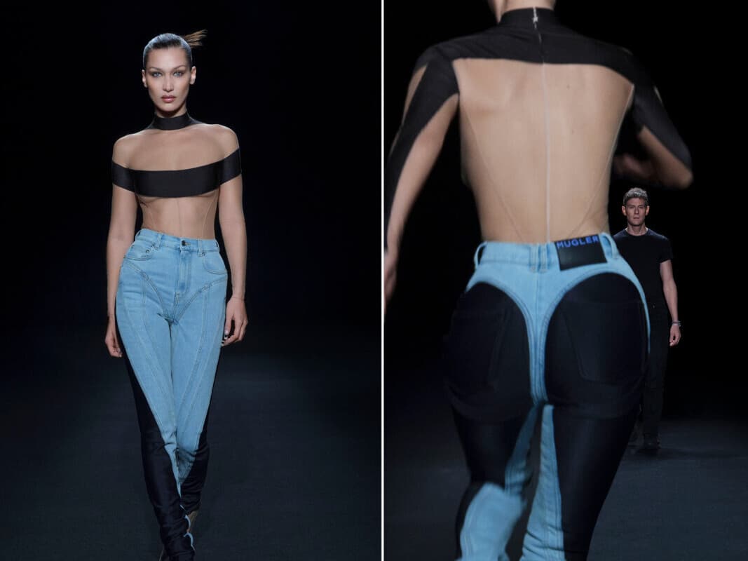 בלה חדיד מדגמנת את ג'ינס החוטיני של מוגלר