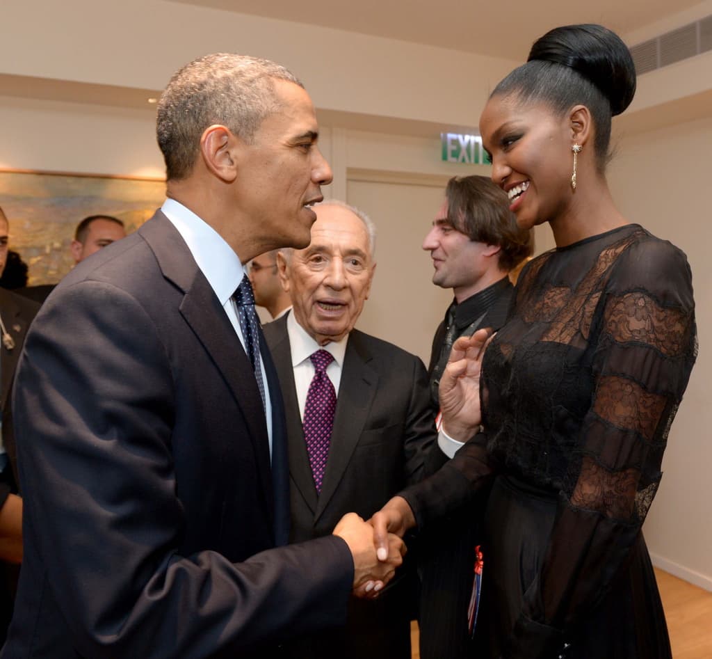 טיטי איינאו במפגש עם ברק אובמה במשכן הנשיא לשעבר שמעון פרס
