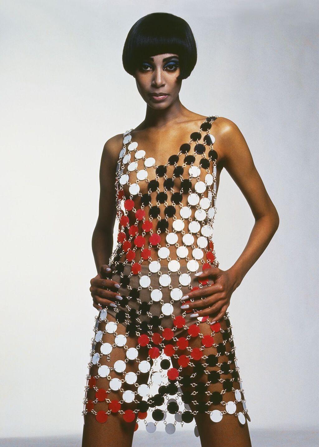 Donyale Luna in a Paco Rabanne dress, Vogue Paris June 1966