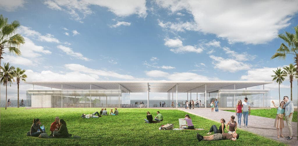 אנטי-מבנה: מבט מערבה אל מתחם הדולפינריום החדש