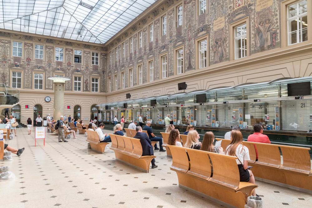 Prague, Czech Republic, Interior of Main Post Office of Prague