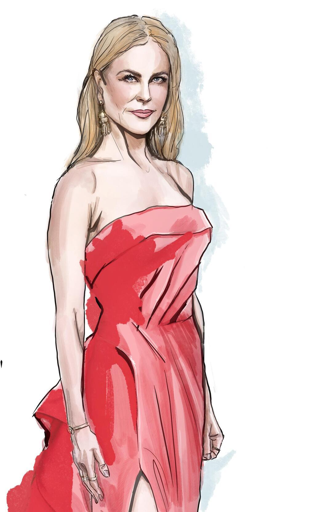 שחקנית מוערכת מאוד, עשירה מאוד ורזה מאוד (איור: ארז עמירן) איור של ניקול קידמן