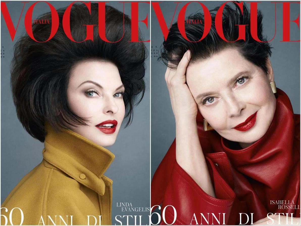 הפנים הן חזות הכול. איזבלה רוסליני ולינדה אוונג'ליסטה על שערי מגזין ווג איטליה החדשים (צילום: סטיבן מייזל) איזבלה רוסליני ולינדה אוונג'ליסטה על שערי מגזין ווג איטליה, ספטמבר 2024
