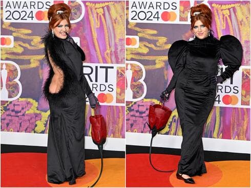 מכוסה מקדימה, חשופה מאחור. CMAT בטקס פרסי הבריט, 2024 מכוסה מקדימה, חשופה מאחור. CMAT בטקס פרסי הבריט, 2024