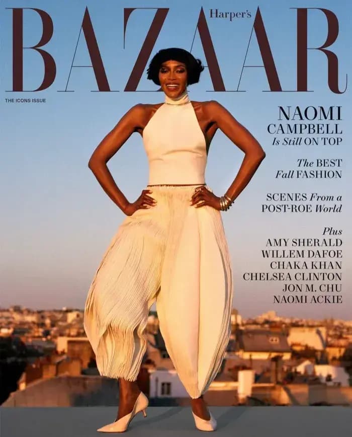 נעמי קמפבל על שער הרפר'ס בזאר, ספטמבר 2024
