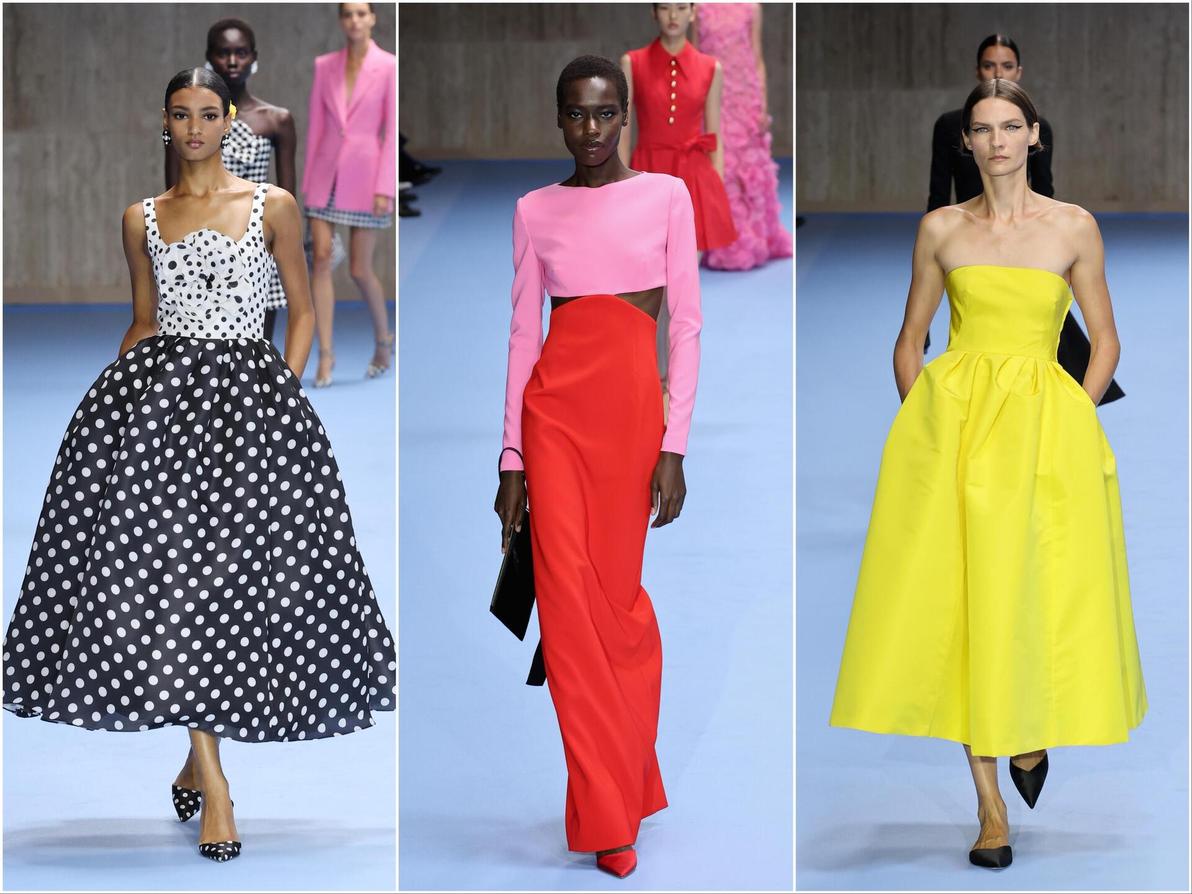 שמלות נהדרות עם כיסים, שילובי צבעים מרהיבים וגזרות סמי-אלגנטיות עמדו במרכז הקולקציה של קרולינה הררה (צילום: Arturo Holmes/Getty Images) קרולינה הררה, תצוגת אביב-קיץ 2025