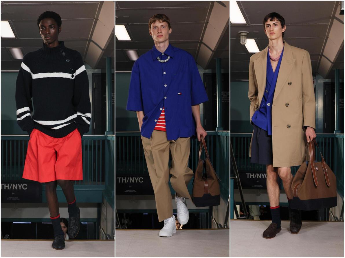 מכנסיים רחבים, סריגים פריכים וצבעוניות הרמונית הרכיבו את אוסף הגברים המצוין של טומי הילפיגר לקיץ הבא (צילום: Dia Dipasupil/Getty Images) טומי הילפיגר, תצוגת אביב-קיץ 2025