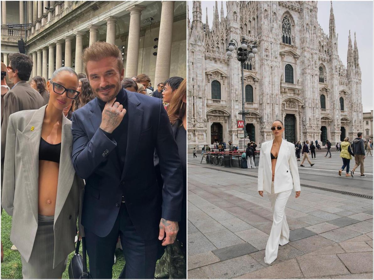 נטע אלחמיסטר ודיוויד בקהאם בשבוע האופנה במילאנו