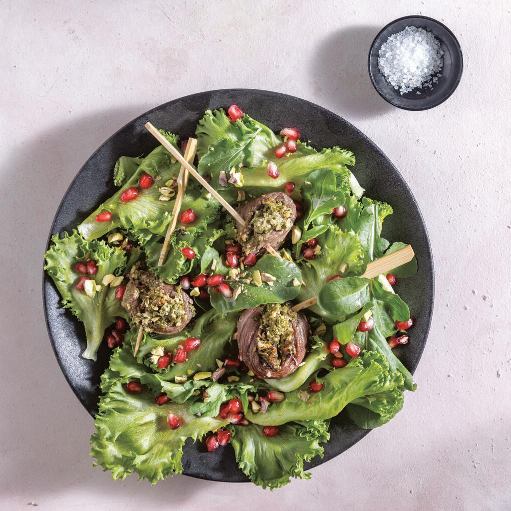 סוכריות סטייק במילוי  פסטו ירוקים ואגוזים 