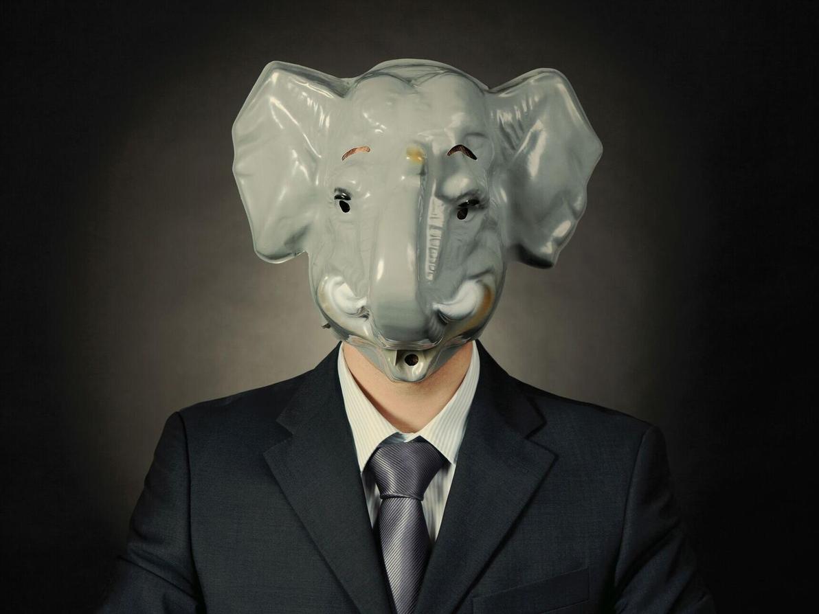 איש עם מסכה של פיל