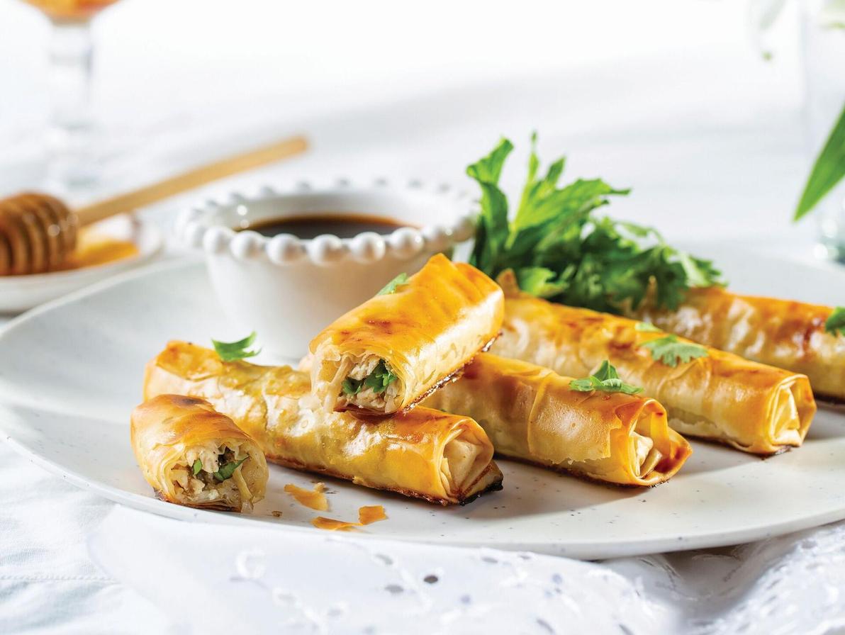 סיגרים אפויים עם עוף ותפוח בדבש