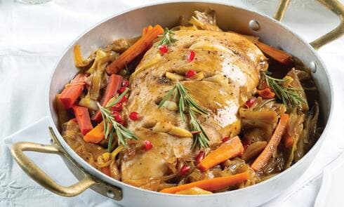 חזה הודו ברוטב רימונים וירקות