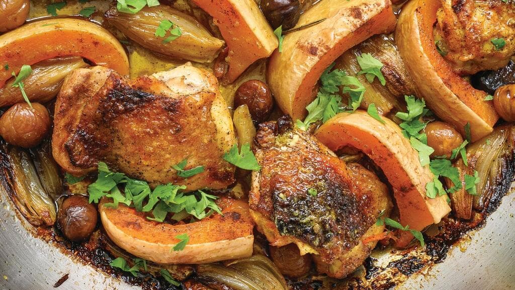 סיר פרגיות עם דלעת וערמונים