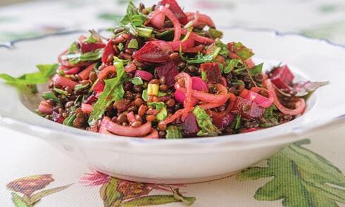 סלט סלק ועדשים