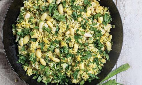 מג'דרה של פריקה, אורז ושעועית לבנה 