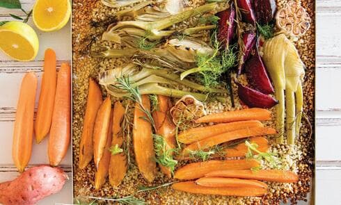 שורשים ופקעות צלויים על בורגול