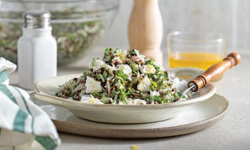 סלט עדשים, אורז ומלא ירוקים