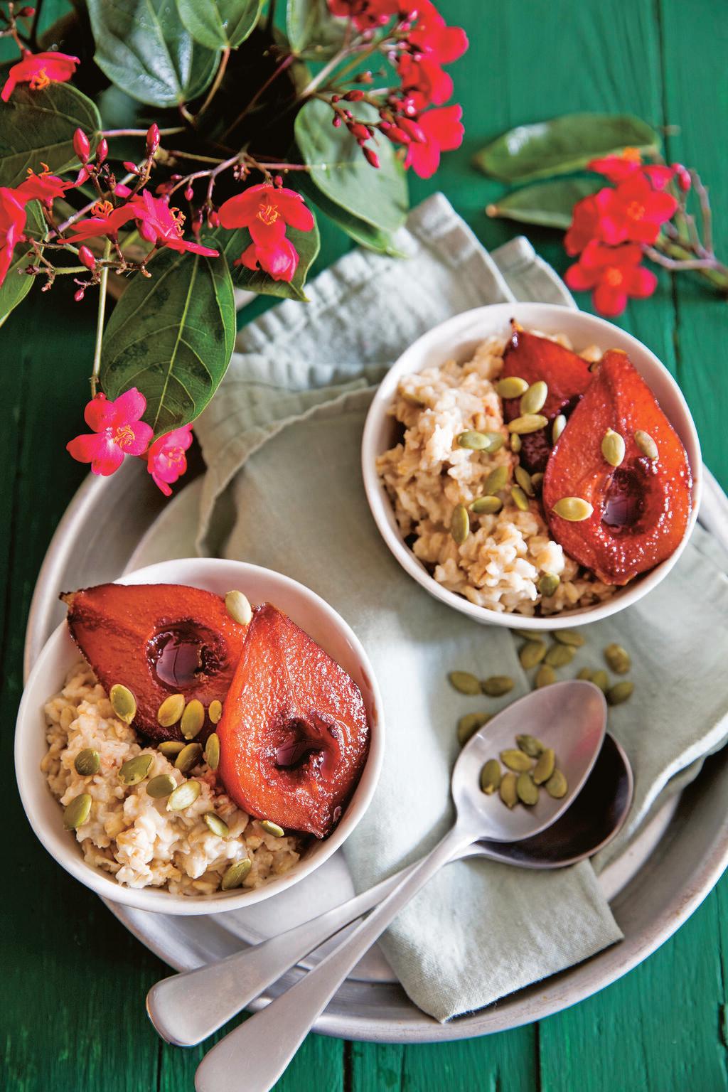 דייסת שיבולת שועל  עם אגסים ביין