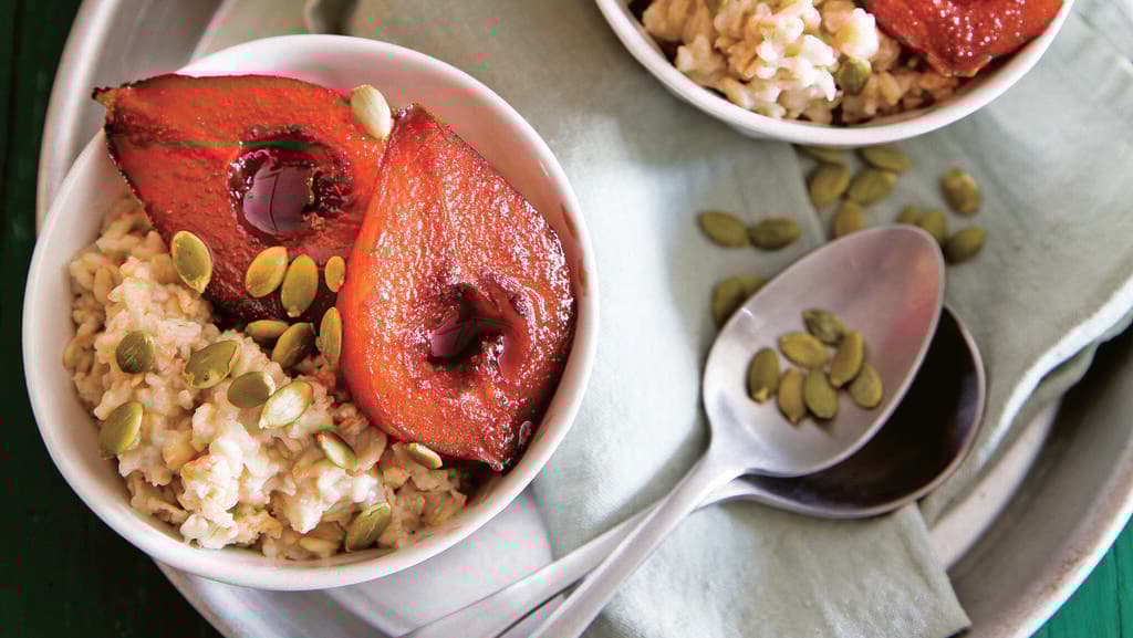 דייסת שיבולת שועל  עם אגסים ביין