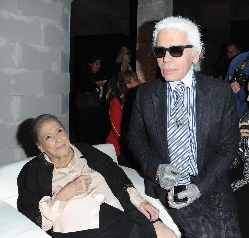 גבי אגיון וקרל לגרפלד באירוע לקלואה, 2012